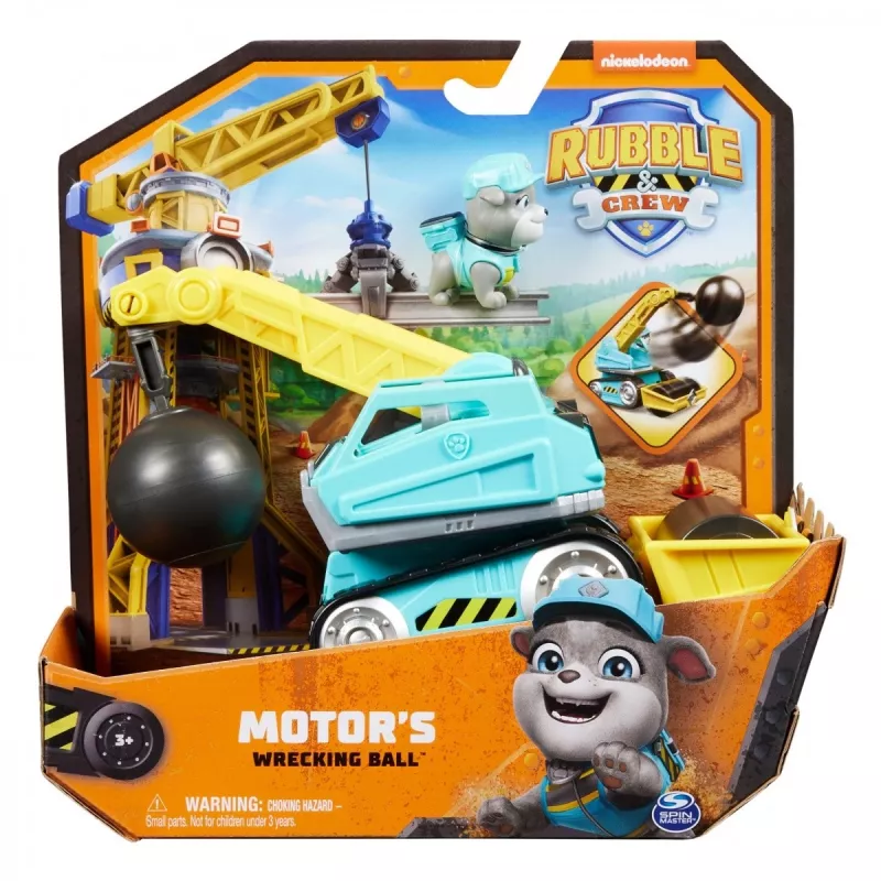 Wrecking Ball Truck Rubble & Crew Motor 3+ Gadi Plastmasa Melns Zils Dzeltens
