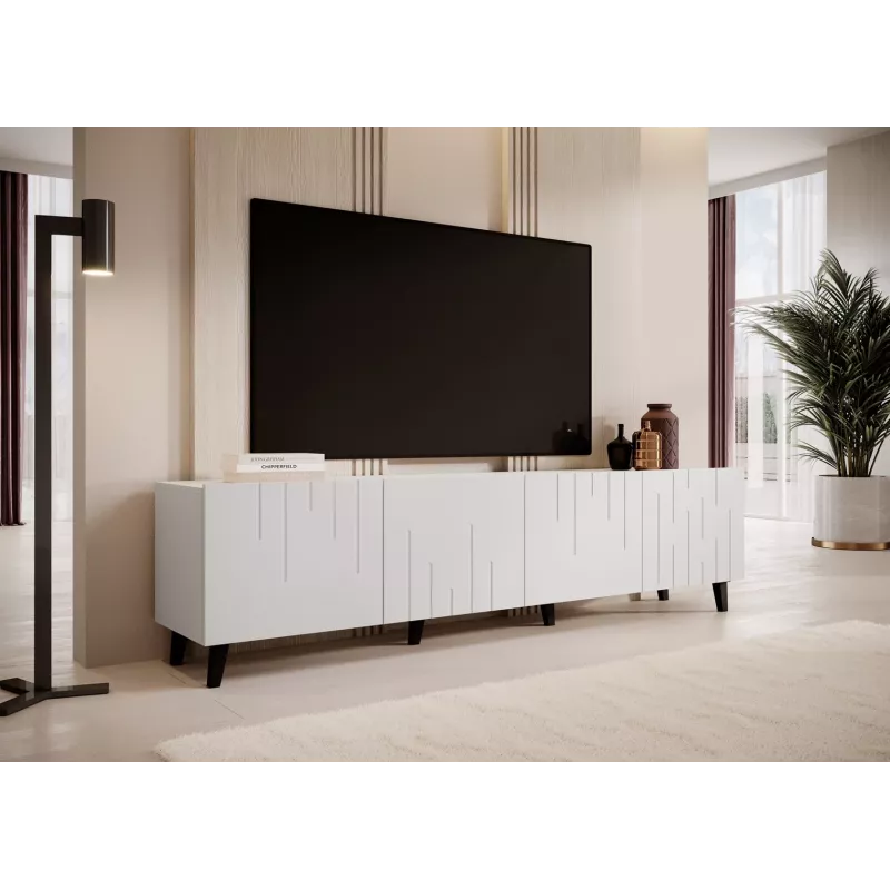 TV skapis cama meble BARI 200x42x52 balts matēts — 200×42×52 cm