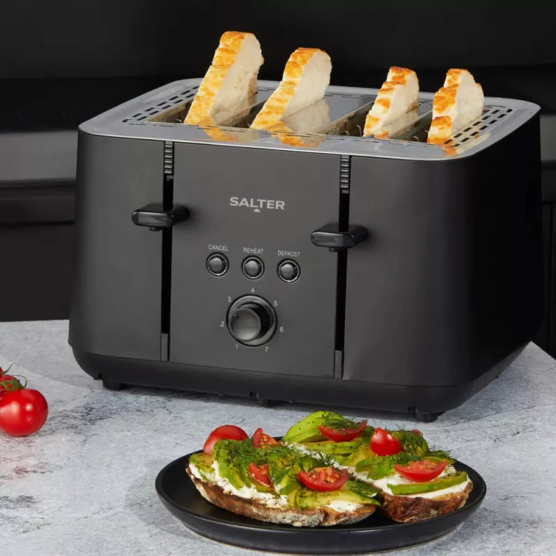 Salter EK5565MBLKFVDE Kuro 4-šķēlīšu tosteris