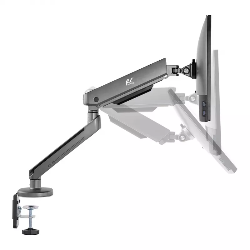 NanoRS Gaming Monitor Mount 17-32 ar RGB LED apgaismojumu, galda stiprinājums, augstuma regulēšana, pagriešana, slīpums, maks. 9 kg, VESA 75x75 / 100x100