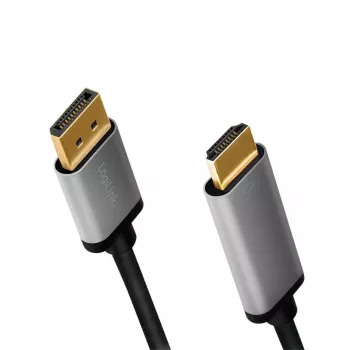 LogiLink CDA0107 video kabeļa adapteris 2 m DisplayPort HDMI Pelēks Melns
