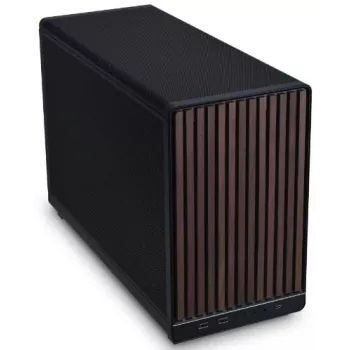 Lian Li A3-mATX Micro Tower korpuss — Micro-ITX/Micro-ATX, koka un melnā krāsā, atbalsta ATX/SFX/SFX-L barošanas blokus
