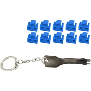 RJ45 porta bloķētājs ShiverPeaks BS08-01034 — 1 atslēga, 10 zili bloķētāji