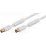 Goobay Antenas kabelis 10 m, balts, ar ferītu (80 dB), dubultā ekranējuma