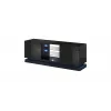 TV statīvs cama meble QIU 160 — MDF melns spīdīgs, 1600×420×570 mm