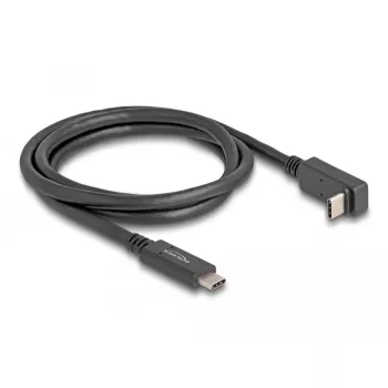 Delock - USB kabelis - 24 kontaktu USB-C (vīr.) uz 24 kontaktu USB-C (vīr.) leņķveida - USB 3.2 Gen 2 - 3 A - 1,0 m - USB Power Delivery (60 W), atbalsta 4K 144 Hz (3840 x 2160), līdz 10 Gbps datu pārraide