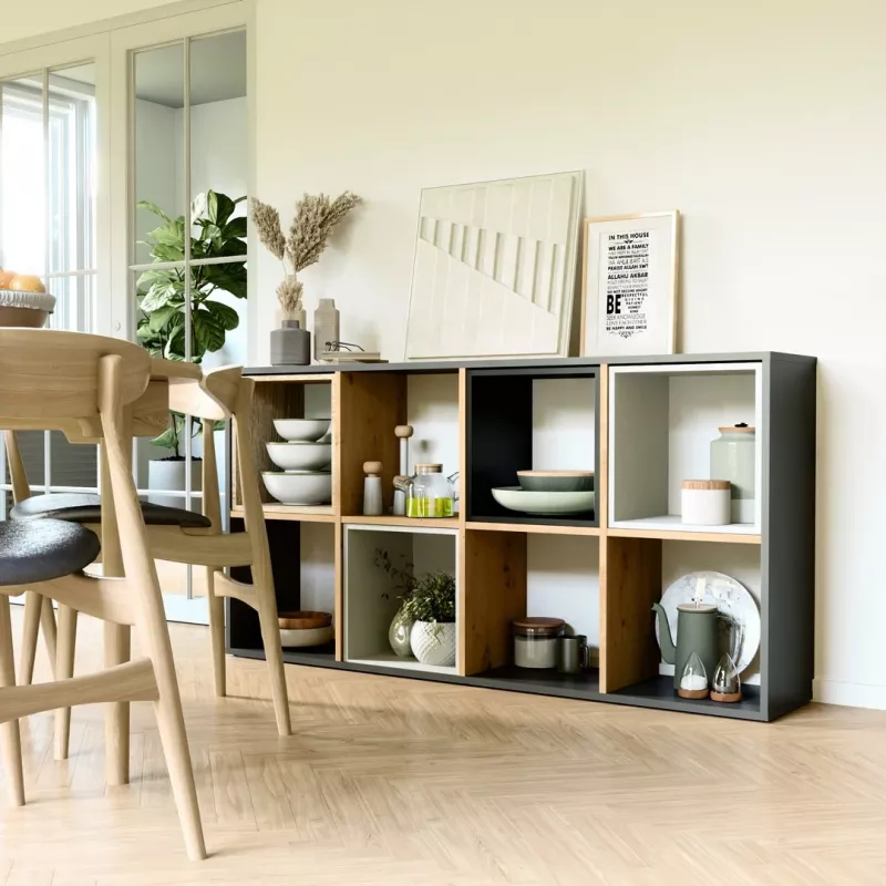 Topeshop MALAX 2X4 ANT/ART viesistabas grāmatu skapis