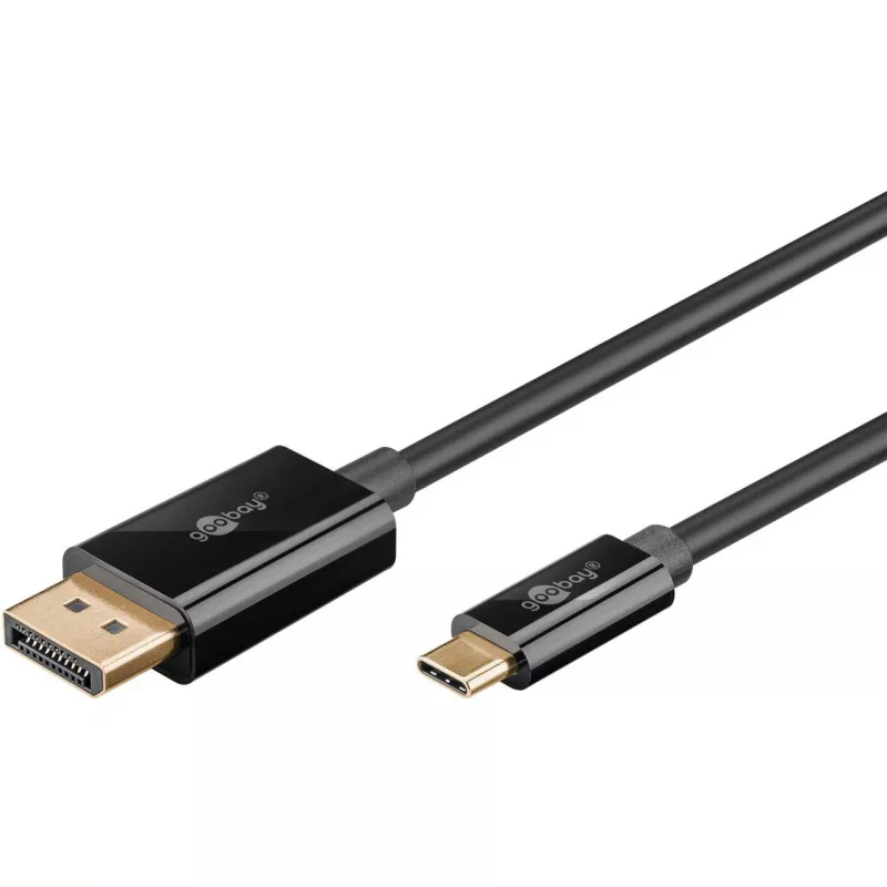 Goobay USB-C–DisplayPort kabelis - Zelta pārklājuma savienotāji, Ultra HD izšķirtspēja līdz 4K @ 60 Hz, C tipa Thunderbolt 3/4–DP adapteris, saderīgs ar