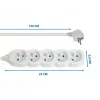 Strāvas pagarinātājs ESPERANZA ELK207W — 1,5 m kabelis, 5 E tipa maiņstrāvas ligzdas, iekštelpām, 220–250 V