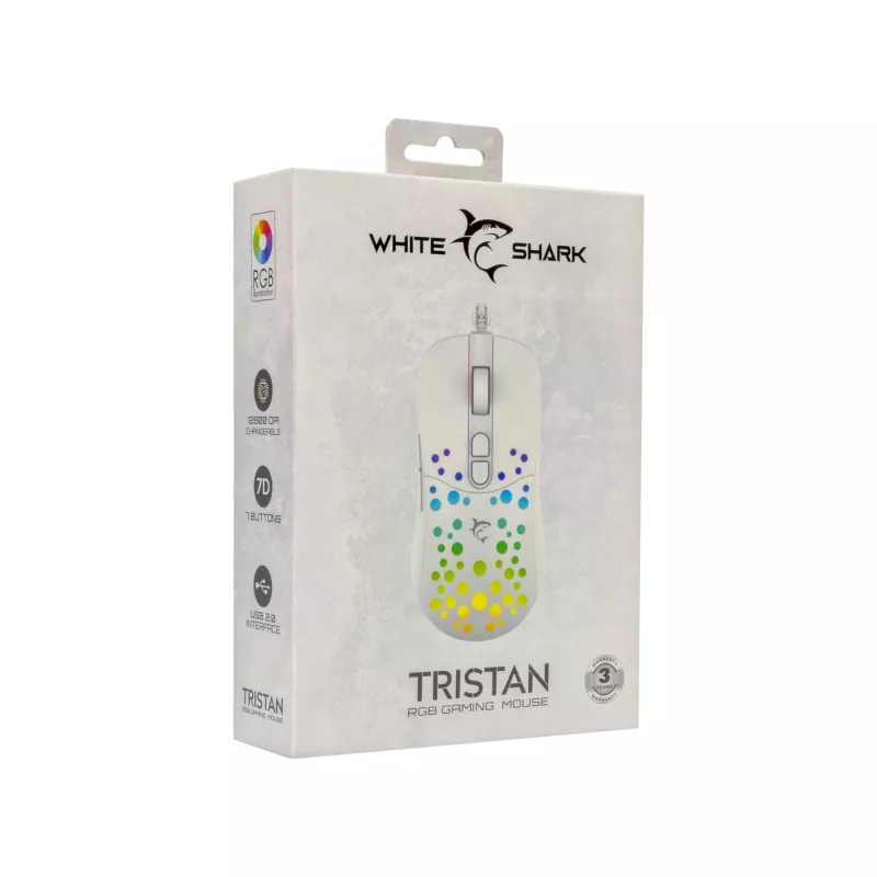 pele White Shark GM-9004 Tristan-2 balta RGB USB