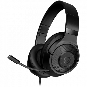LORGAR Noah 101, Gaming austiņas ar mikrofonu, 3,5 mm ligzdas savienojums, kabeļa garums 2 m, salokāms dizains, PU ādas ausu spilventiņi, izmērs: 185*195*80 mm, 0,245 kg, melns