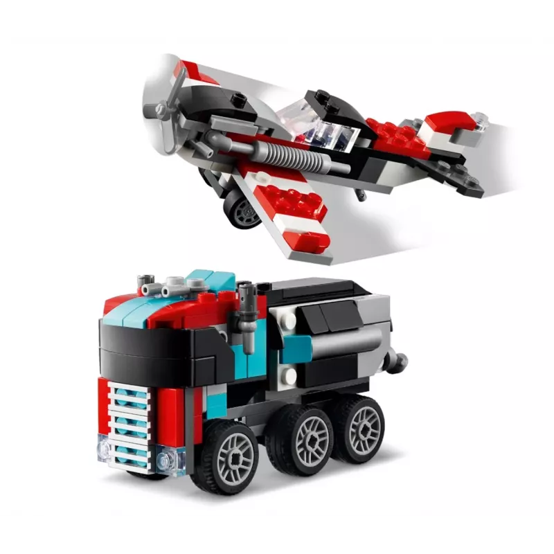 LEGO Creator 2-in-1 komplekts “Flatbed Truck with Helicopter” 31146, pārveidojams būvējums bērniem