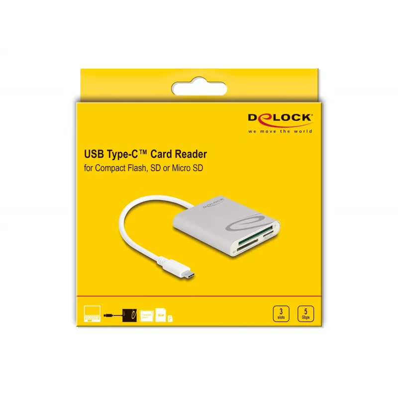 Karšu lasītājs DeLOCK 91005 USB 3.2 Gen 1 Type-C pelēks CF MMC MicroSD