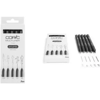 COPIC Multiliner smalko līniju rakstāmmašīna melna 0,05 + 0,1 + 0,3 + 0,5 + 0,8 mm, 5 gab. (22075635)
