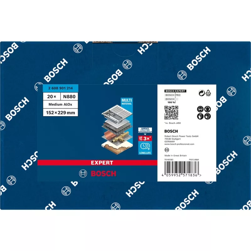 Bosch 2 608 901 214 manuāla slīpēšanas padeve Slīpēšanas paliktnis Vidēja graudainība 1 gab.