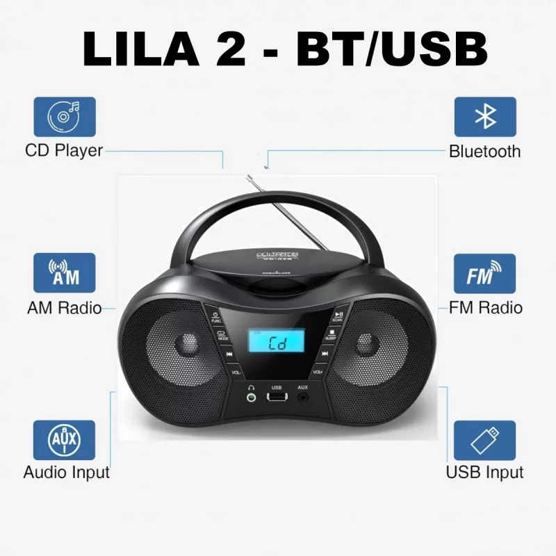 Radio atskaņotājs CD LILA2 USB/BT rozā