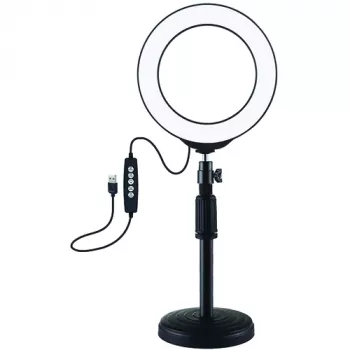 LED gredzena gaisma 16cm ar statīvu līdz 33cm, USB, RGBW