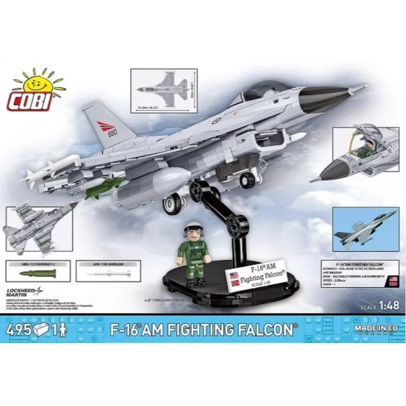Cobi Building Set F-16AM Fighting Falcon, 495 gab., mēroga modelis