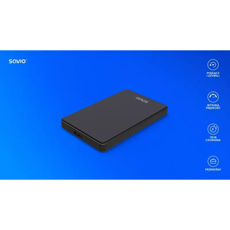 HDD/SSD korpuss SAVIO AK-65 Melns 2,5 collu SATA USB 3.0 5 Gbit/s Micro-USB