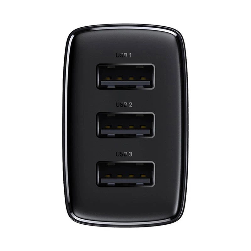 Baseus Compact Quick Charger, 3x USB, 17W (Melns)