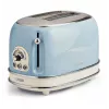Ariete 155 Design 2 Slice Toaster ar sviestmaižu turētājiem, 6 grauzdēšanas līmeņi, 810 W, nerūsējošā tērauda korpuss, noņemama drupaču paplāte, pasteļzils