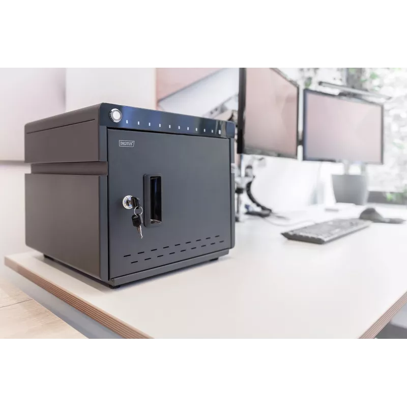 Digitus mobilais galda uzlādes skapis 10 klēpjdatoriem/planšetdatoriem līdz 13 collām, UV-C, USB-C
