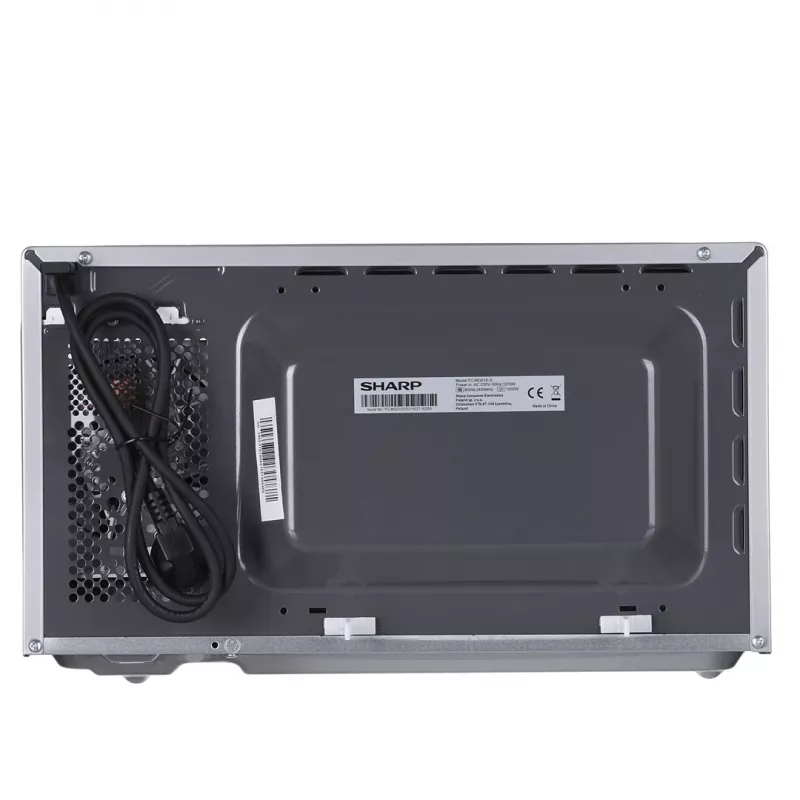 Kombinētā mikroviļņu krāsns Sharp YC-MG01E-S — 20 l, 800 W mikroviļņu, 1000 W grils, 5 jaudas līmeņi, rotējoša vadība, 25,5 cm grozāmā pamatne