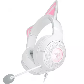 Austiņas Razer Kraken Kitty V2 vadu USB Type-A baltas — apkārtauss, galvas lente, 20–20000 Hz, 2 m kabelis