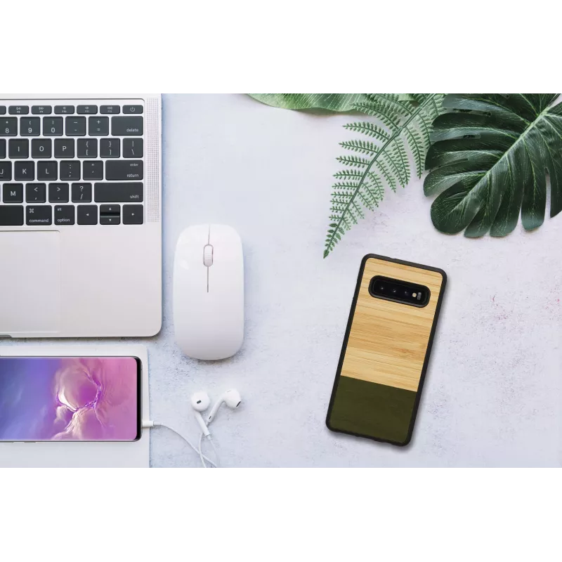 Viedtālruņa maciņš man and wood Galaxy S10 — bambusa mežs melns