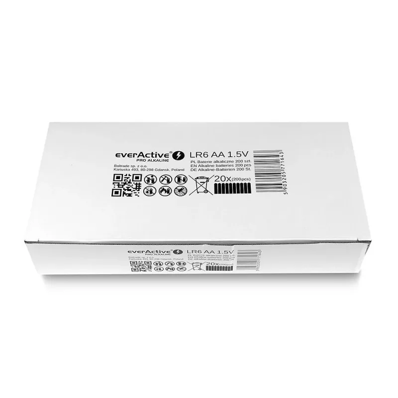 Vienreizējās lietošanas AA sārma baterijas everActive LR610PAKPA, 1,5 V, 3000 mAh, iepakojumā 10 gab.