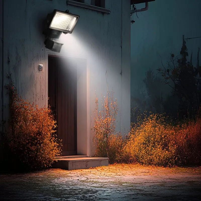 Maclean MCE442 saules lampa LED prožektors ar kustības sensoru, prožektors uzstādīšanai pie sienas, krēslas sensors, IP44, 6W, 6000K