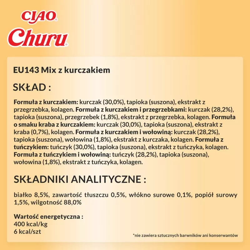 Kaķu kārumi INABA Churu Variety Box — Vistas pastas kārumi, 40 × 14 g, bez graudiem, bez lipekļa un bez sojas