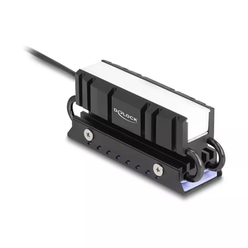 Heatsink DELOCK 18460 for M.2 SSD 2280 — Aluminium/Copper, RGB 5V, Melns