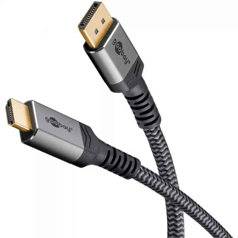 Goobay 65269 Video kabeļa adapteris 2 m DisplayPort HDMI Pelēks (65269)