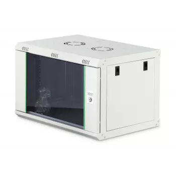 Pie sienas stiprināms 19 collu statīva skapis DIGITUS Dynamic‑N DN-37100, 7U, 600x450 mm (PxG), IP20, gaiši pelēks, neizjaukts