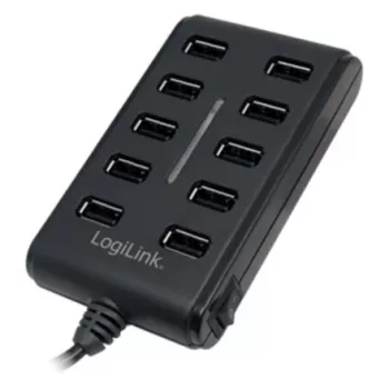Logilink UA0125 USB centrmezgls 10 portu USB 2.0 ar strāvas adapteri 3,5 A, | Logilink