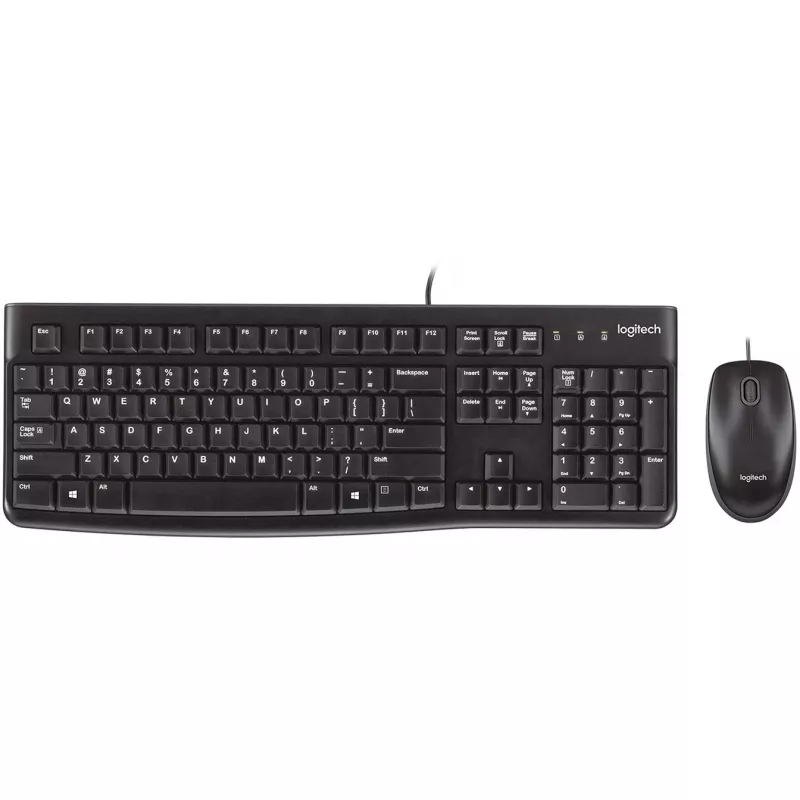 Darbvirsmas komplekts MK120, vadu, USB, QWERTZ, melns, pele iekļauta