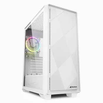 Sharkoon VS8 RGB. Formfaktor: Tower, Typ: PC, Produktfarbe: Weiß. Durchmesser unterstützte Vorderseitenlüfter: 120 mm, Installierte Lüfter hinten: 1x 