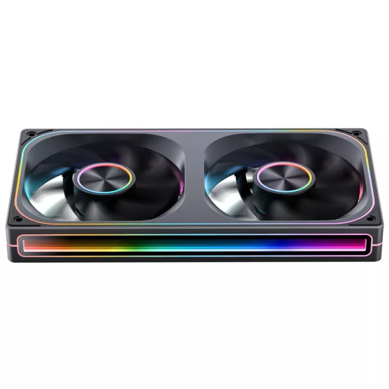120mmx2 ARGB PWM korpusa ventilatori, Jonsbo ZA-240 Infinity Mirror 240mm melns
