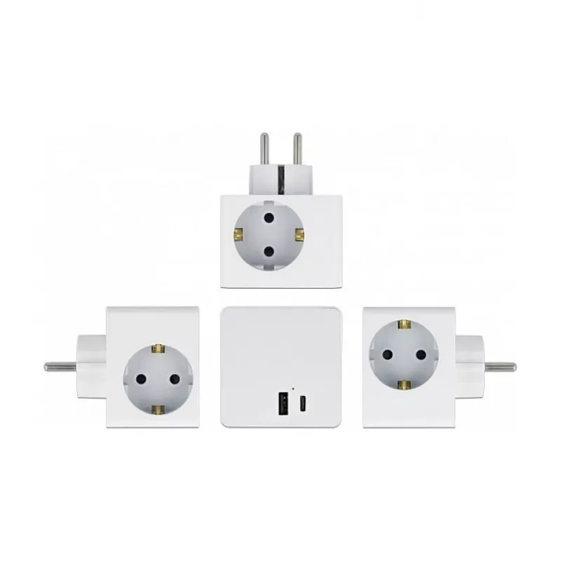 DeLOCK 11501 strāvas spraudņa adapteris, tips F, balts, 3A USB porti