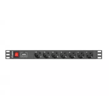 Lanberg | Strāvas sadales bloks (PDU) 19 collu 1U 10A 2M 7X Schuko kontaktligzdas | PDU-07F-0200-IEC-BK