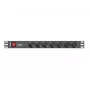 Lanberg | Strāvas sadales bloks (PDU) 19 collu 1U 10A 2M 7X Schuko kontaktligzdas | PDU-07F-0200-IEC-BK