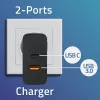 Qoltec 52381 Super Quick PD lādētājs | 1xUSB-C | 1xUSB | 90W | 5-20V | 2.4-4.35A | Melns