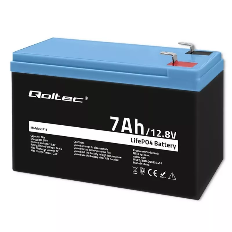 LiFePO4 akumulators 12.8V 7Ah, 89.6Wh, BMS