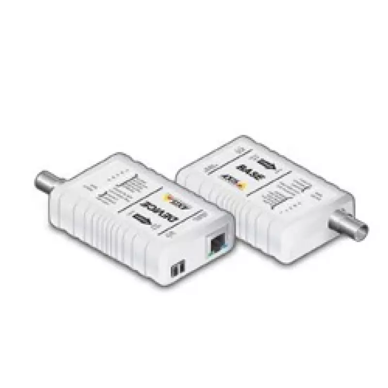 AXIS T8640 Ethernet Over Coax Adaptor PoE+ - multivides pārveidotājs - Ethernet, Fast Ethernet - 10Base-T, 100Base-TX - RJ-45 / BNC (iepakojumā 2 gab.) - paredzēts AXIS P1346, P1346-E, P5534, P5534-