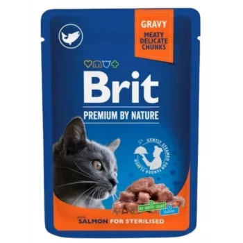 Mitrā kaķu barība Brit Premium Cat Salmon Sterilised paciņa 100 g, bezgraudu, pieaugušiem sterilizētiem kaķiem, 82% mitruma