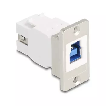 Keystone modulis DELOCK 67337 panelī montējams USB Type-B uz USB Type-A 5 Gbps, sudraba/balts