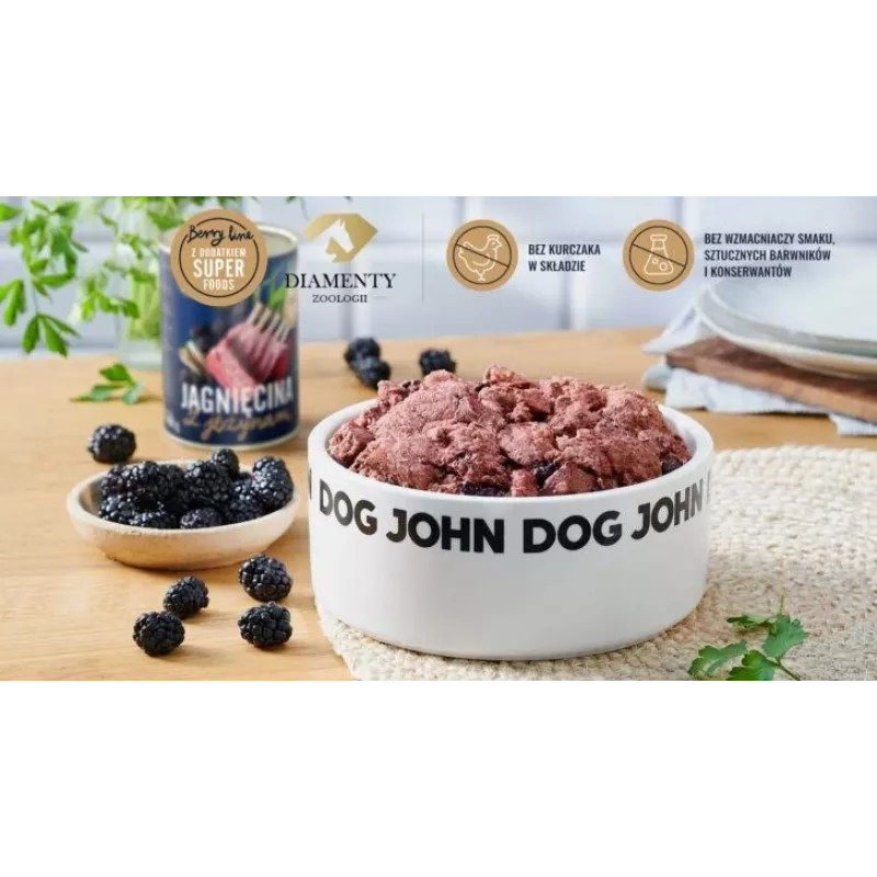 JOHN DOG Berry Line jēra gaļa ar kazenēm mitrā suņu barība 400 g