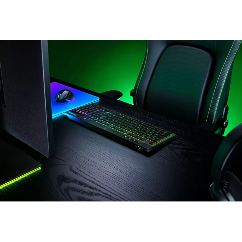 Spēļu klaviatūra Razer MelnsWidow V4 Low-profile Wireless — zema profila mehāniskie taustiņi, Bluetooth un 2,4 GHz