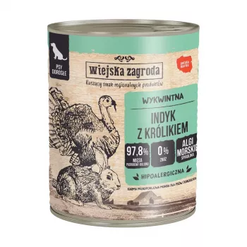 mitrā suņu barība wiejskazagroda Turkey with Rabbit 800 g — complete canned turkey and rabbit